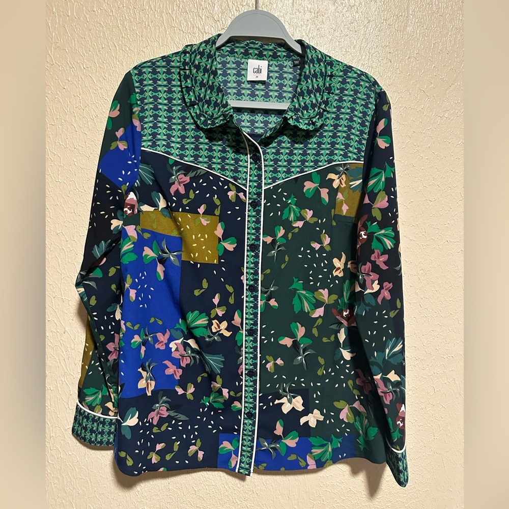 Cabi Bronco Patchwork Button Down Blouse Top Size… - image 2